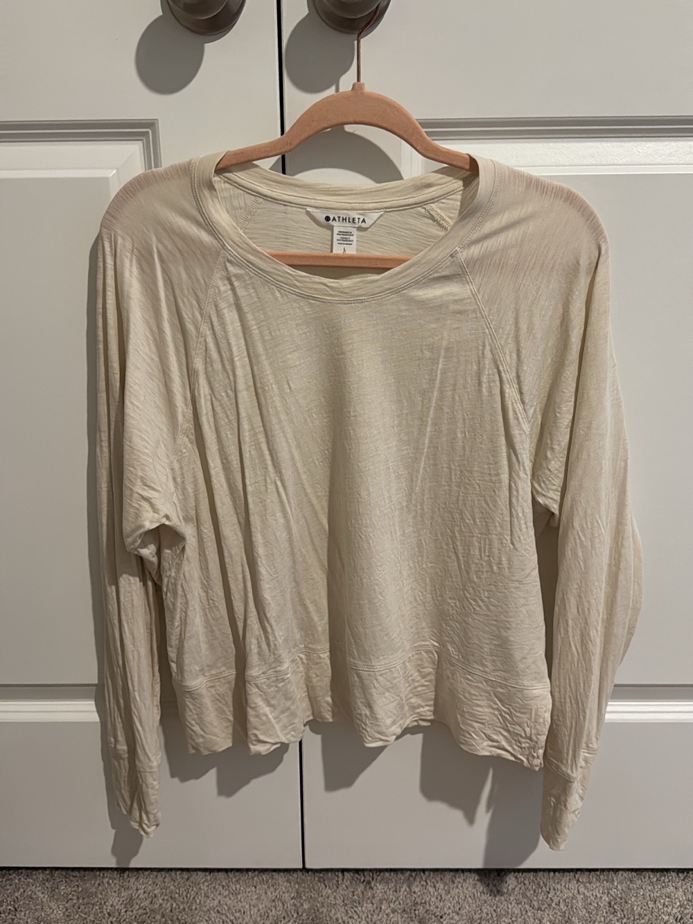 Athleta Cream Long-Sleeve Lightweight Sweatshirt